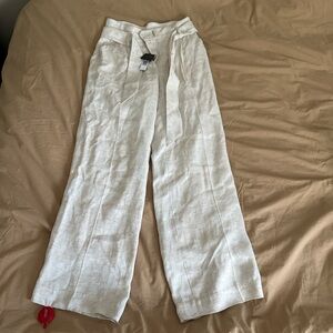 nwt new elie tahari linen wide leg pants with belt size 6